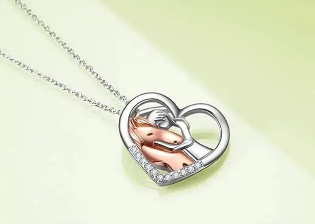 Boutique Horse Pendant Necklace Jewelry 925 Sterling Silver Heart Gifts for Women Girls