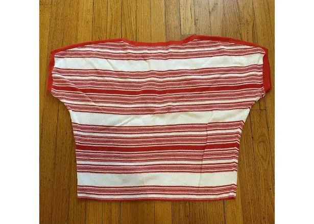 Ralph Lauren Red/Orange White Oversized Thick Blouse Sweater Textured 2X EUC Red