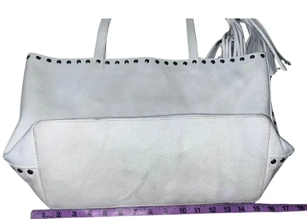 Laggo White Leather Bag With Brass Details & Tassel