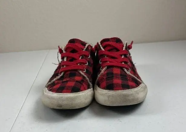 Blowfish Malibu Women's Plaid Sneakers 100% Cotton Red & Black Size 7.5