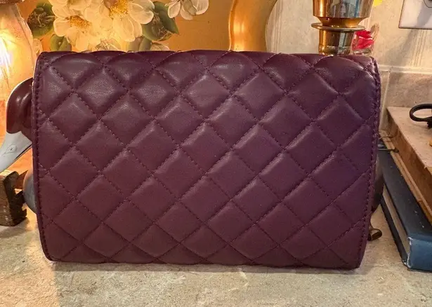 Badgley Mischka Purple Crossbody Bag with Gold Hardware and Quilted Design