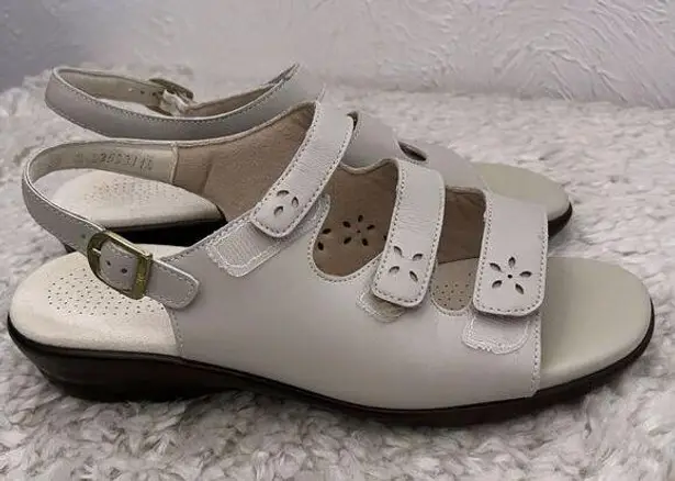 SAS Quatro Slingback Bone Ivory Sandal Hook Loop Adjustable Straps Comfort 10 N