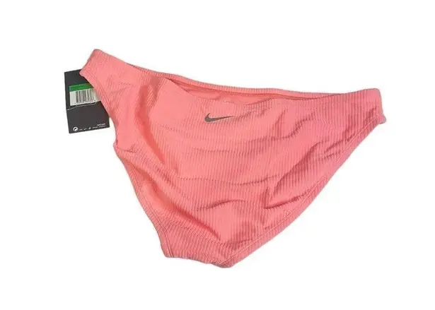 Nike Womens  Ribbed Pink Hot Punch Bikini Bottom Swimwear Size L NEW