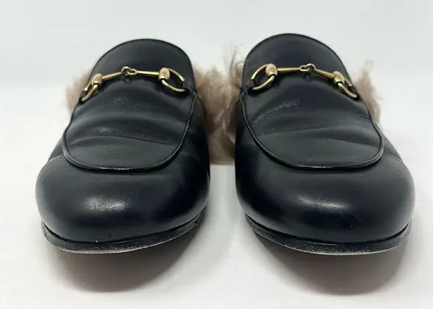 Gucci Princetown Horsebit Black Leather Round Toe Mules Loafers Shoes Size 38