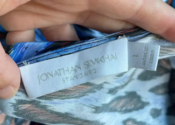 Jonathan Simkhai Standard Eliza leopard print cutout satin midi slip dress large