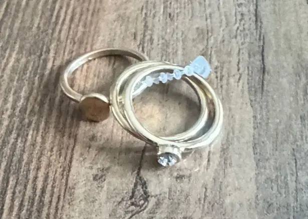 Bansri Elegant Gold Ring with Crystal Accent Rings Size 7 3piece