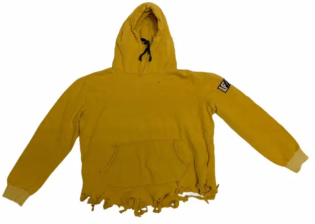 LF Los Angeles Distressed Cropped Hoodie Mustard Yellow Size S Small