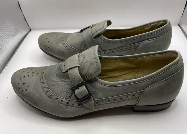 Latigo  Troop Gray Leather Buckle Slip On Oxford Loafer Size 8M Old Money Grandma