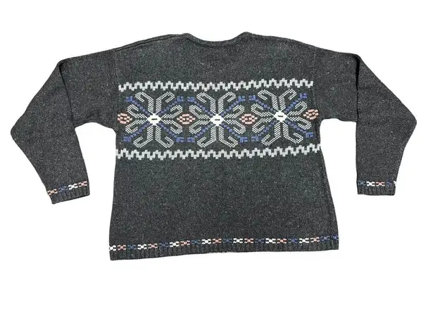 Christopher & Banks Fair Isle Snowflake sweater hand embroidered Crewneck Large