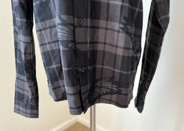 Spyder Women Sz Med Elevate Creston Plaid Button Up Long Sleeve Heavy Gray Shirt