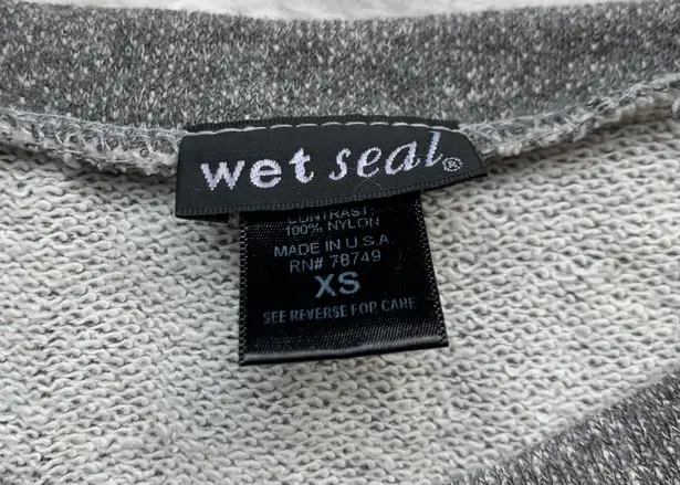 Wet Seal Grey Black Lace French Terry 3/4 Sleeve Sweatshirt