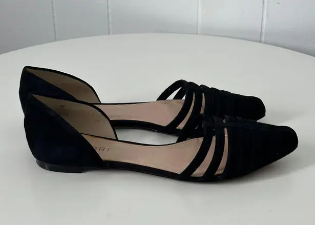 TESORI Black Suede Pointy Toe Flats Size 8