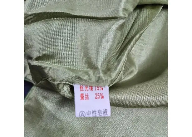 YA LI Asian Green Iridescent Jacket Embroidered Floral Design Fully Lined Sz L Size L