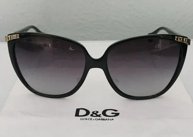 Dolce & Gabbana Womens Sunglasses Black Frame Gradient Lens 58mm Case Box Italy