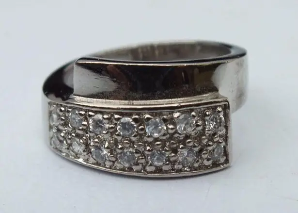 Charming Women's Silver CZ Ring With Wrap Around Design, Size 8