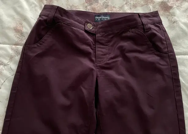 Emporio Armani New Sabrina Maroon Burgundy Cropped Slim Skinny Jeans, size 28”