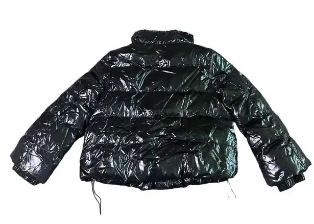 Duvetica Black Patent Real Down Coat Jacket Snap