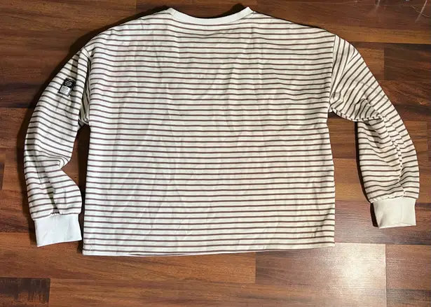 Neutral Aesthetic Oversized Striped Long Sleeve Shirt – XL Tan