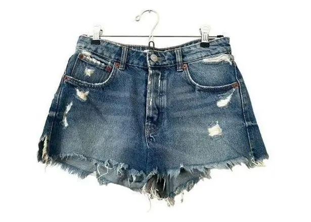 ZARA  Distressed Denim Mini Shorts Sz 4‎