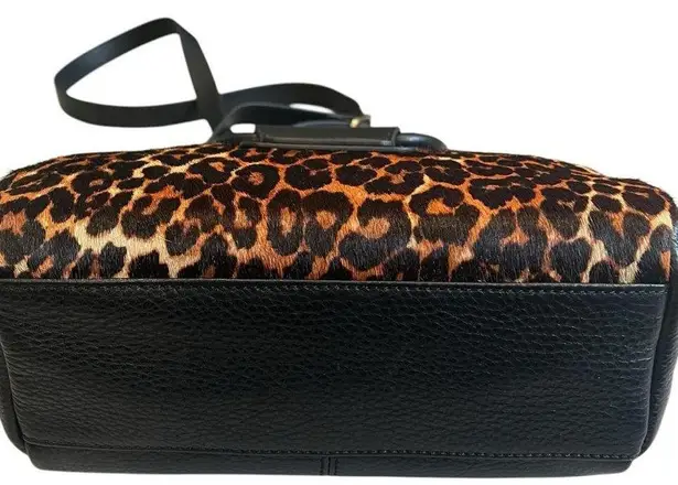 Hobo International NWT, HOBO Sheila Leopard Satchel Leather Haircalf Attachable Crossbody Handbag