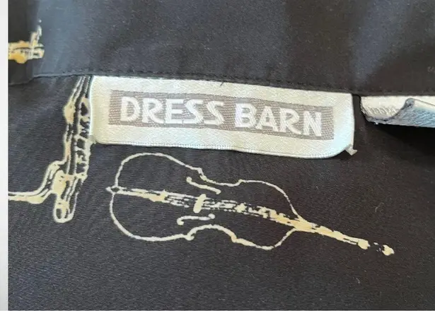 Dress Barn  Vintage Black And Gold Top With Musical Instruments Medium‎ | EUC