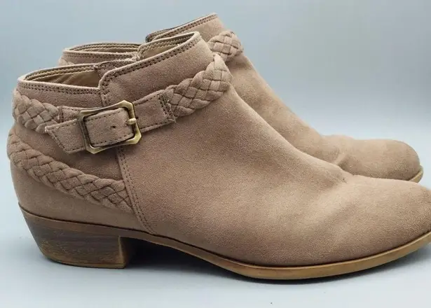 Life Stride Size 8.5M Side Zip Ankle Boots Block Heel Booties Brown Memory Foam