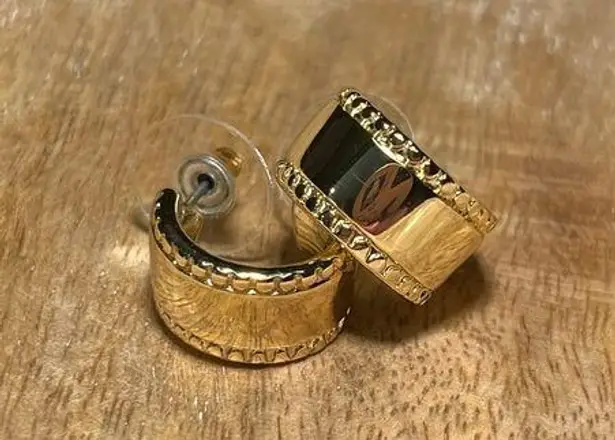 Huggie Half Hoop Gold Tone Chunky Earrings