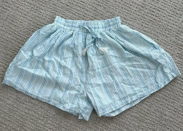 BCBGeneration  Drawstring Flowy Elastic High Waisted Shorts XXS White Blue Stripe