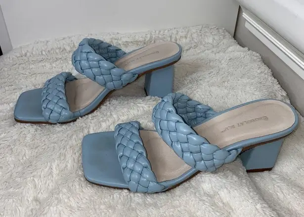 Chocolat Blu Boutique Brand Blue Braided Strap Block Heel Sandal