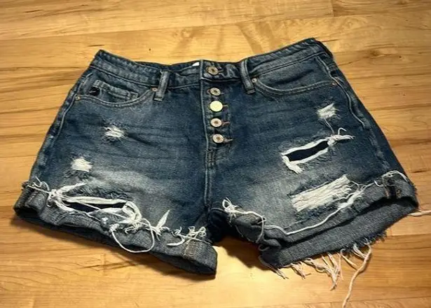 KanCan Button up cutoff distressed jeans shorts