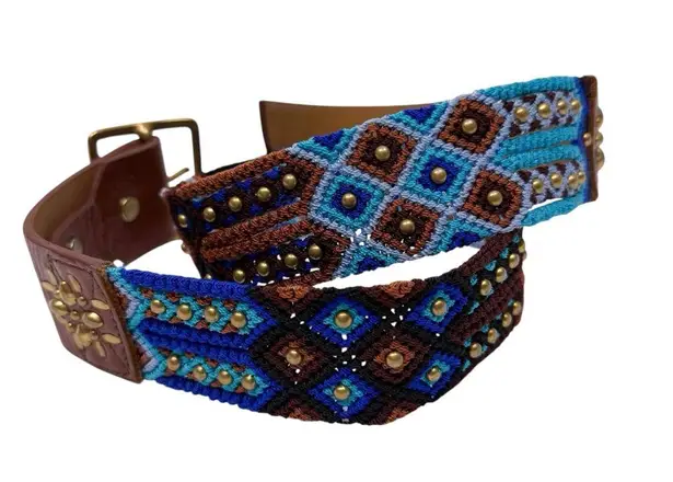 Calleen Cordero Cabo 1.75” Woven Belt Size 32 Blue
