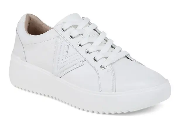 Vionic Women's Kearny Platform Lace Up Sneaker White Size 11 Wide Metallic