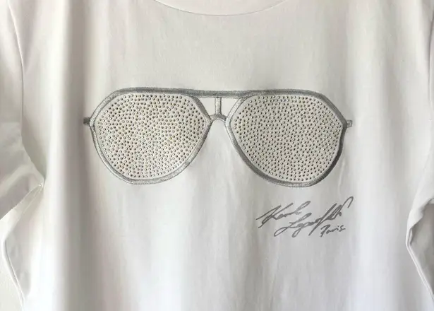 Karl Lagerfeld Paris Big Sunglasses Diamond Graphic T-Shirt White Streetwear