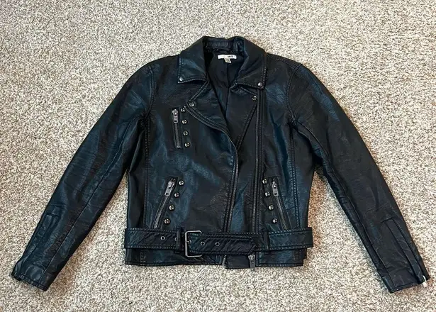 Amuse Society Black Vegan Leather Jacket - Moto Jacket Size Small