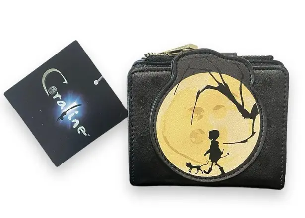 Coraline Jones moon silhouette mini flap wallet Black