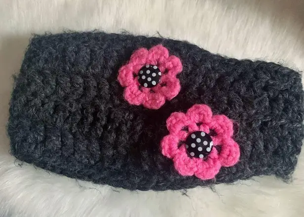 theyarnival Handcrafted Chunky Cable Knit Headband Ear Warmer Adjustable Gray