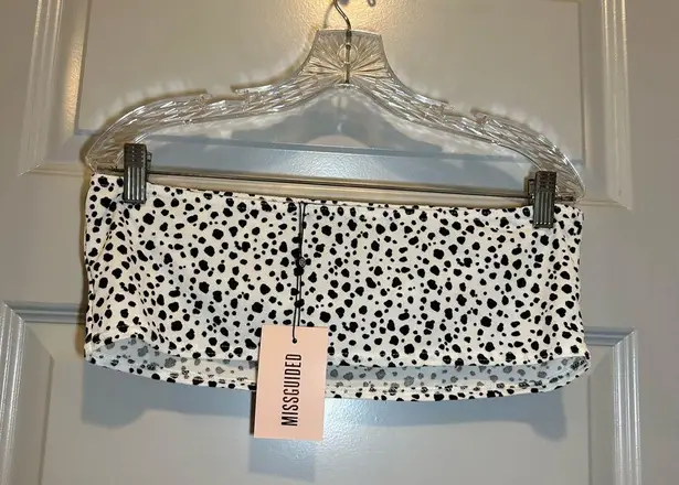 Missguided NWT  White/Black Print Bandeau Top US 14