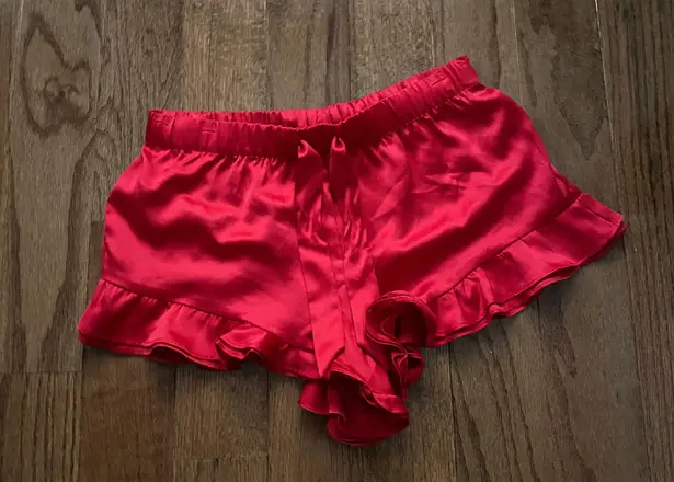 Victoria's Secret Like new Victoria’s secret red satin ruffle mini low rise sleep shorts 