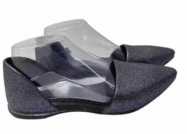 Native Audrey D'orsay Shoes Slip On Rubber Flats Black Silver Glitter Womens 8