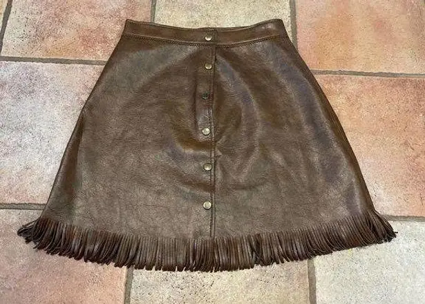 Faux leather fringe western style skirt Size XS
