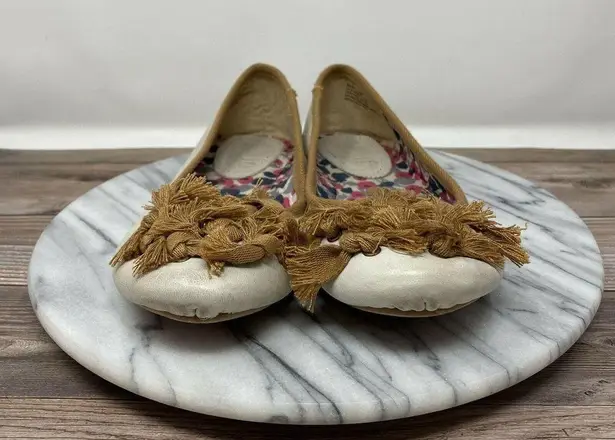 Latigo  Anthropologie Bikini Womens Sand Storm Leather Flats Tan Size 8.5M