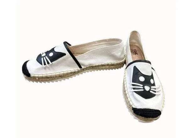 Karl Lagerfeld women’s white kitten theme espadrille shoes 10m SKU 6386