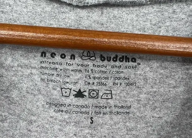 Neon Buddha Gray White Knit Top Cowl Neck Roll Tab Sleeves Surf Tunic size small