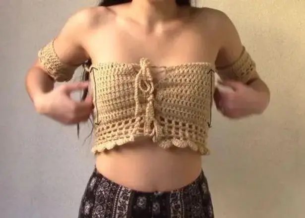 Handmade Crochet Strapless Top Blue