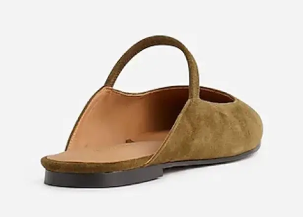 Madewell The Greta Ballet Flat Mule in Spiced Olive Suede Green Size 9.5