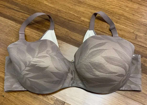 Cacique Lightly Lined Balconette Bra Womens Size 40DDD Taupe Leaf Full Coverage