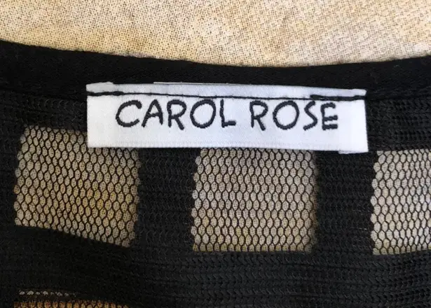 Carol Rose Black Top With Lace Lattice Neck/Yoke