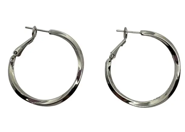 Y2K Heavy Silver Tone Hoop Earrings Women's Jewelry Classic Minimalist Style