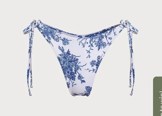 Berlook Blue Floral Tie High Cut Leg Bikini Bottom 15