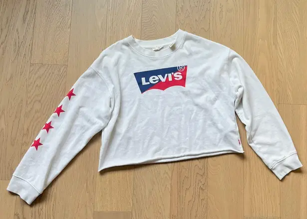 Levi's White Graphic Vintage Raw Cut Crewneck Longsleeve Sweatshirt Top